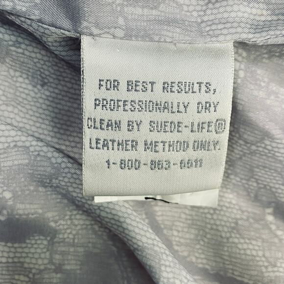 Vintage Y2k Metallic Leather Blazer Jacket Collared Silver Purple Lilac 1X 16W - Picture 12 of 12